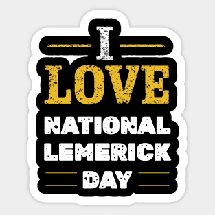 I Love National Limerick Day Retro Vintage Sticker